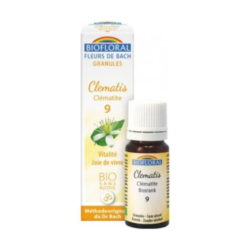 Biofloral Clematis Clemátide 9 Vitalidad Alegría Vivir Flores de Bach Bio Gránulos Sin Alcohol 9 g