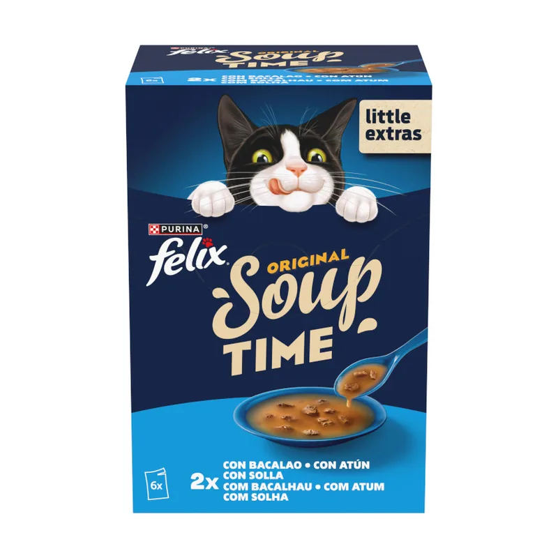 6 x 48 g Cat Sopa de Bacalao Atún y Solla