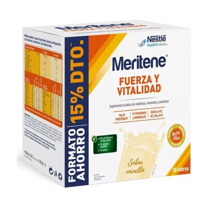 Meritene Fuerza Y Vitalidad Sabor Vainilla 30 Sobres - Nestle