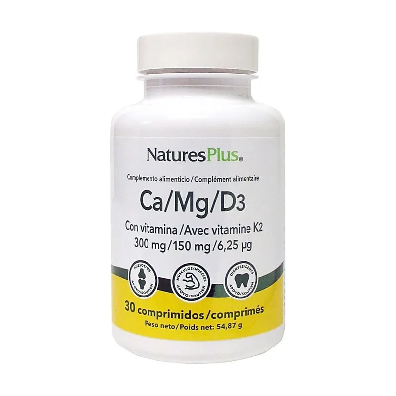 Natures Plus Ca/Mg/D3 + K2 30 Comprimidos