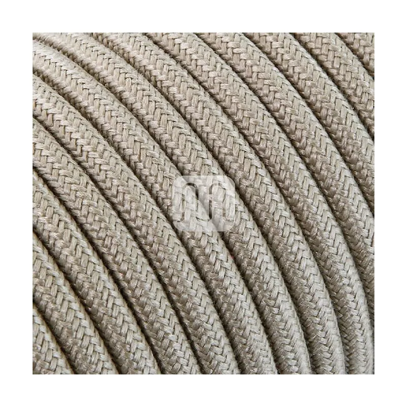 Merlotti Cable eléctrico redondo revestido de tela de hilo crudo y arena de 50 metros 2 x 0,75 m para lámparas de araña