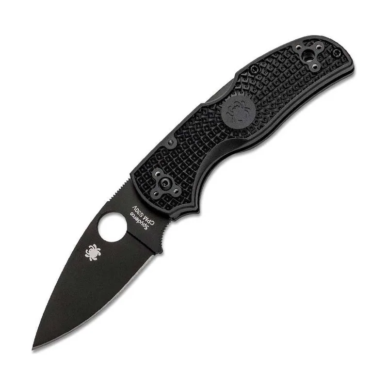 Spyderco STE-C41PBBK5 Navaja Plegable Native 5 con hoja de acero negra CPM S30V de 7,5 cm filo liso y empuñadura de FRN Lightweight
