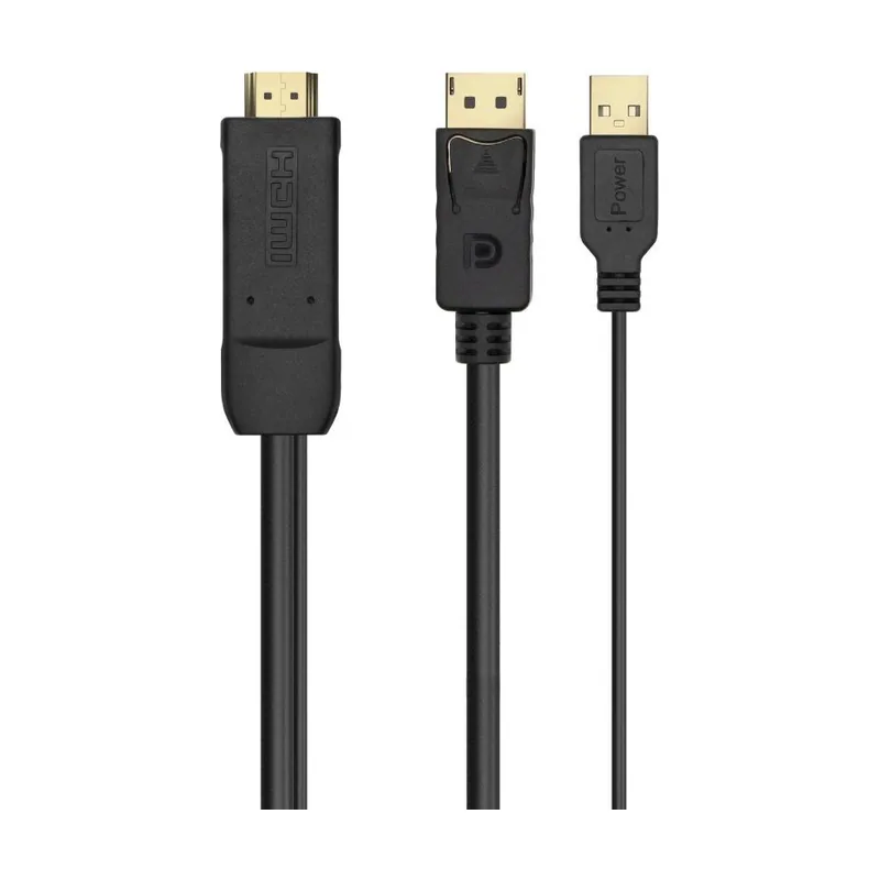 Aisens Cable Conversor Activo HDMI 2.0 + USB Alim. a DISPLAYPORT V1.2