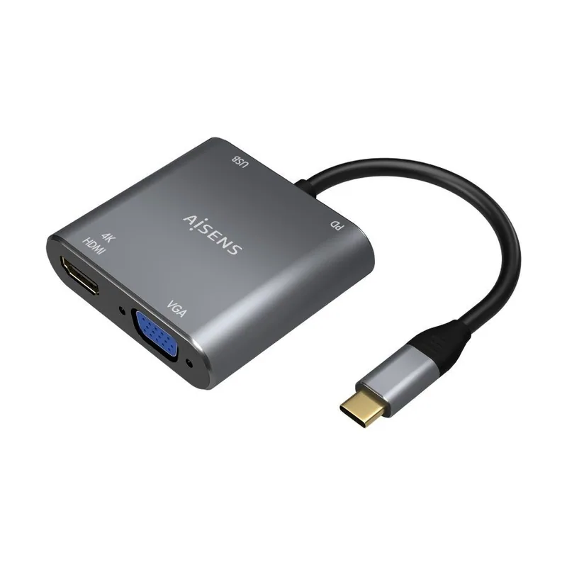 Aisens Conversor USB-C a VGA/HDMI 4K/USB3.0/USB-C PD