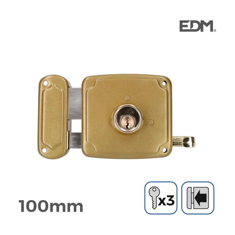 EDM 85266 Cerradura Izquierda 100 Mm 3 Llaves Incluidas