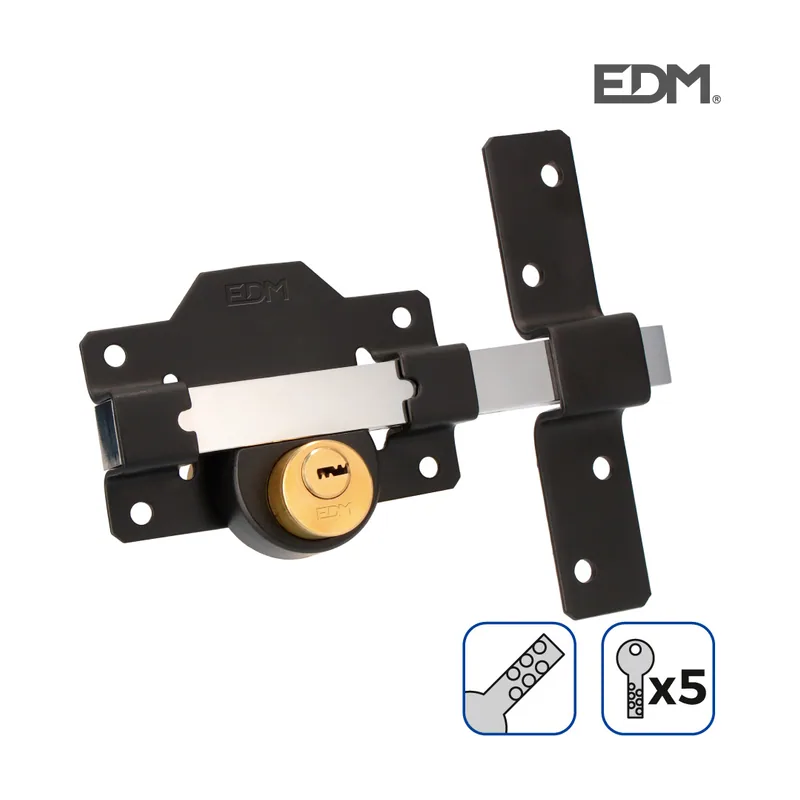 EDM Cerrojo Seguridad Negro Incluye 5 Llaves