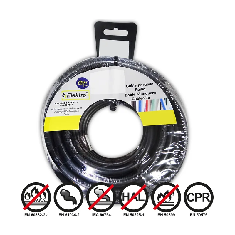 EDM Carrete Cablecillo Flexible 4MM. Negro 10MTS DE Halógenos