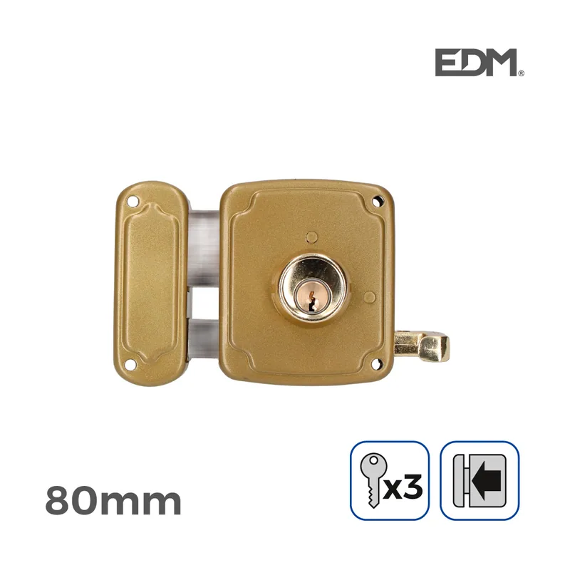 EDM 85265 Cerradura Izquierda 80 Mm 3 Llaves Incluidas
