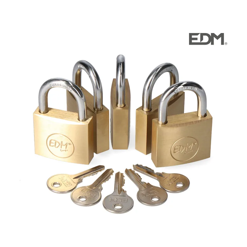EDM 85245 Candados Latón Arco Normal 5 Llaves Iguales