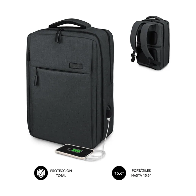 Subblim Mochila Traveller Airpadding Backpack para Portátiles hasta 15.6"/Puerto USB