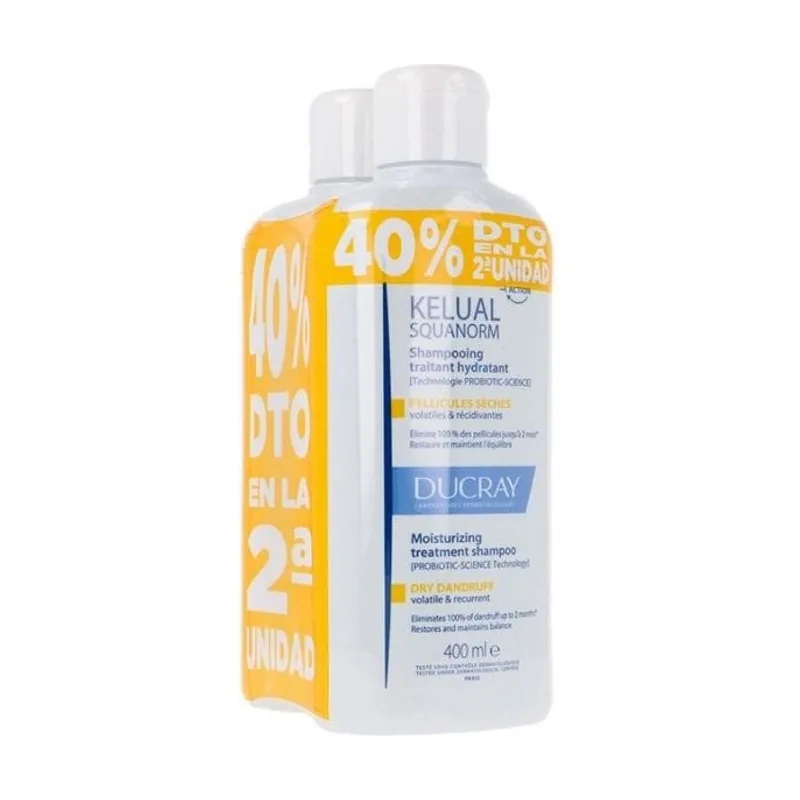 Ducray Duplo Kelual Squanorm Champú Tratante Hidratante Caspa Seca 2x400 Ml