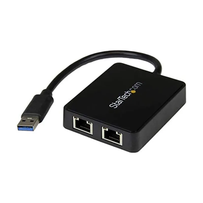 Startech StarTech.com Adaptador Tarjeta de Red NIC Externa USB 3.0 2 Puertos Gigabit Ethernet RJ45 y Puerto USB