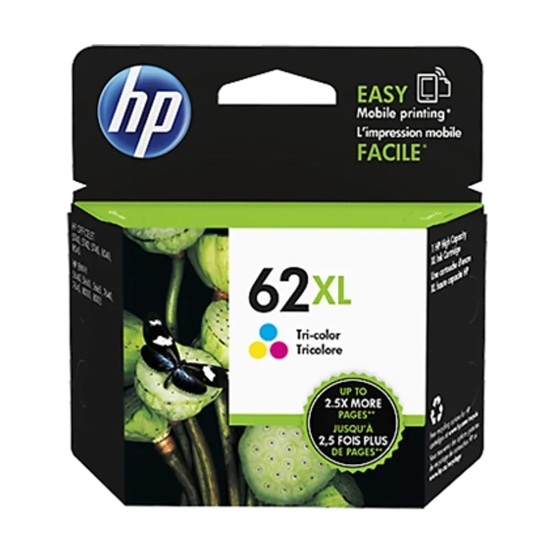HP Cartucho de tinta 62XL de alta capacidad tricolor