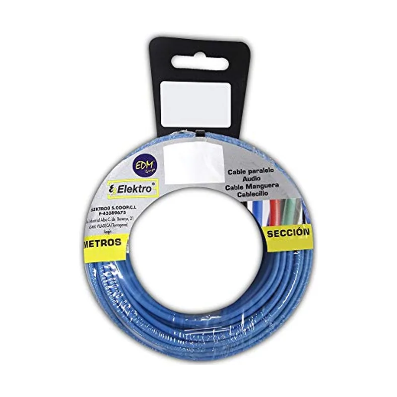 EDM Carrete Cablecillo Flexible 2,5MM Azul 25MTS DE Halógenos