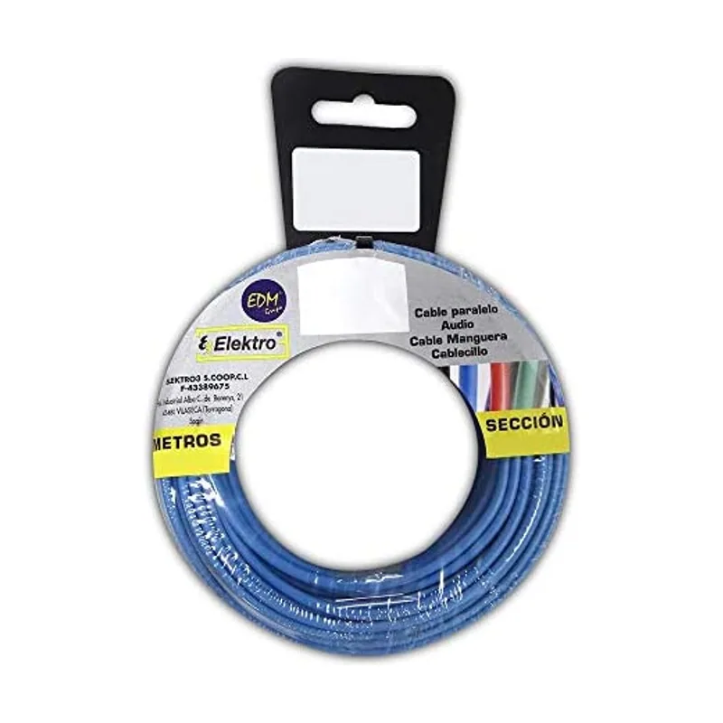 EDM Carrete Cablecillo Flexible 2,5MM Azul 15MTS DE Halógenos