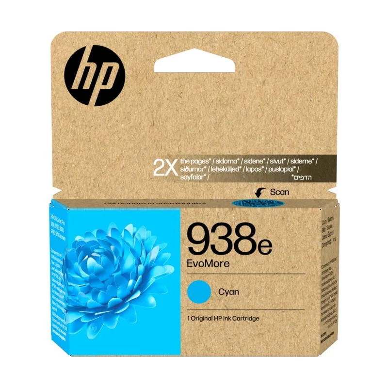 HP 938e EvoMore Cartucho de Tinta Cian 4S6X9PE Works Officejet Pro 9720
