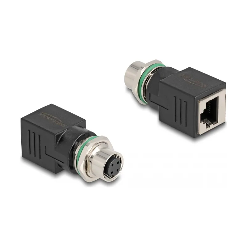 M12 Adaptador D-codificado 4 pines hembra a RJ45 hembra recto