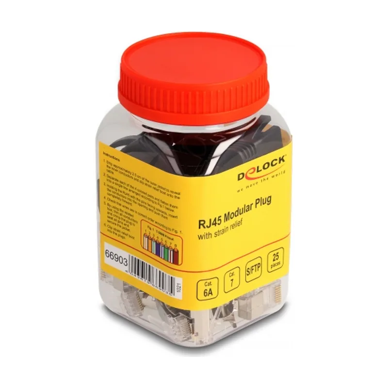 Delock Conector Modular RJ45 con alivio de tensión Cat.6A