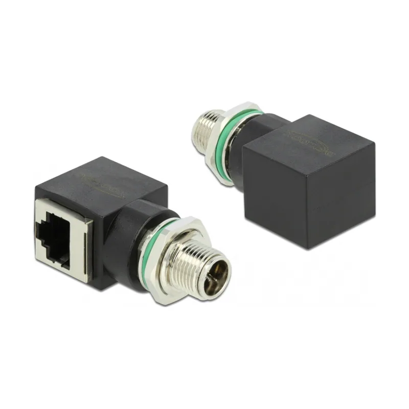 Delock Adaptador de red M12 8 pines X-codificado macho a RJ45 hembra