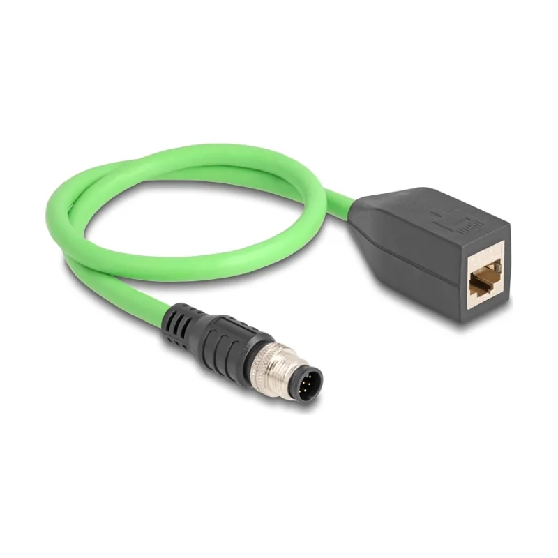 Delock Cable M12 codificado A 8 pin macho a RJ45 hembra PUR TPU 0,5 m