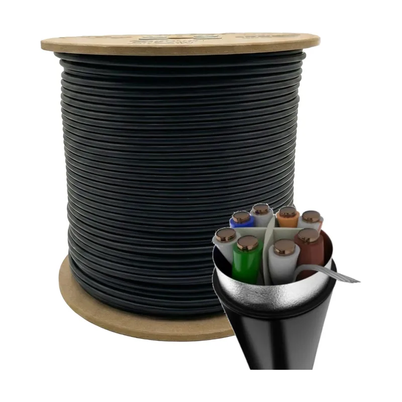 Phasak Bobina cable exterior ftp cat. 6 sólido cu awg23 fluke negro 305 m