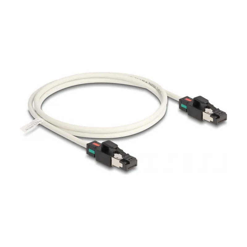 Delock Cable de red RJ45 macho a macho Cat.6A S/FTP con clips de giratorios de 1 m