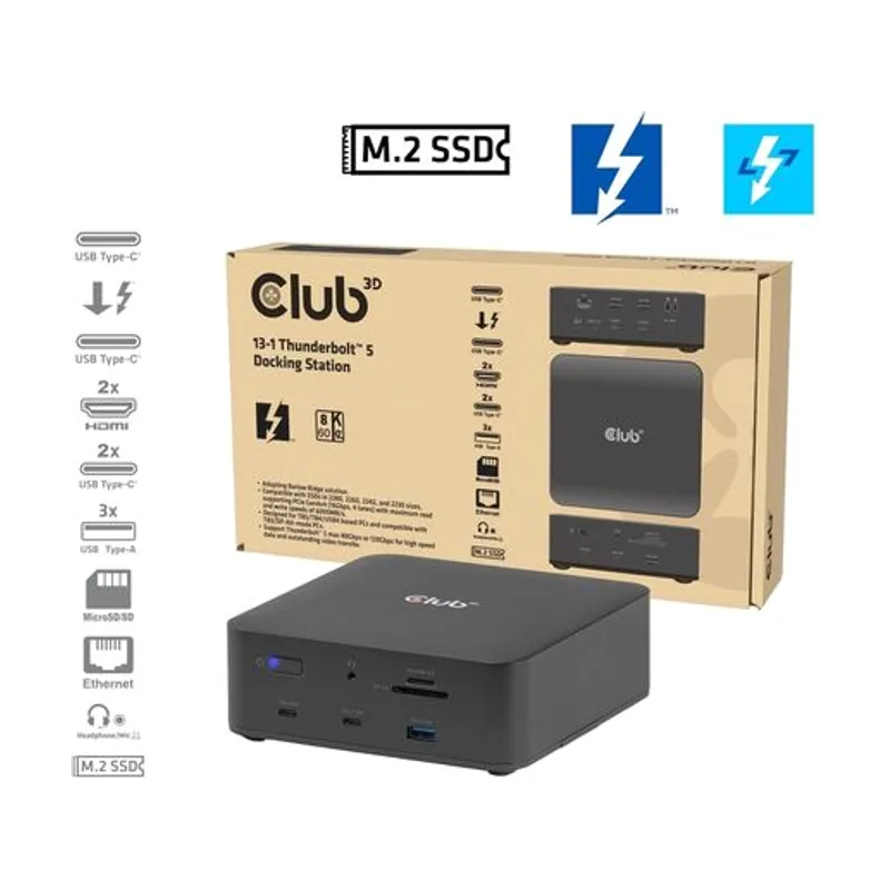 Club-3d CLUB3D CSV-2562 Docking station 13-1 Thunderbolt™ 5 M.2