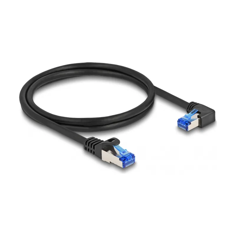 Delock Cable de red RJ45 Cat.6A S/FTP recto/acodado a la derecha 1 m