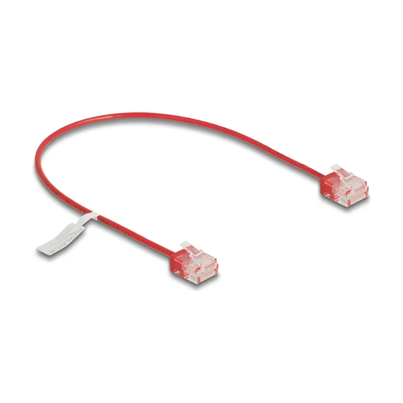 Delock Cable de red RJ45 Cat.6 UTP Ultra Slim 0,3 m rojo con enchufes cortos