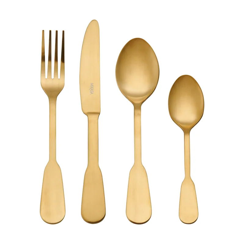 Mikasa Soho Gold Juego de Cubiertos de Acero Inoxdable de 16 Piezas