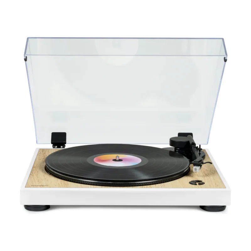 Platino Giratorio Discos Blanco y Madera TT301