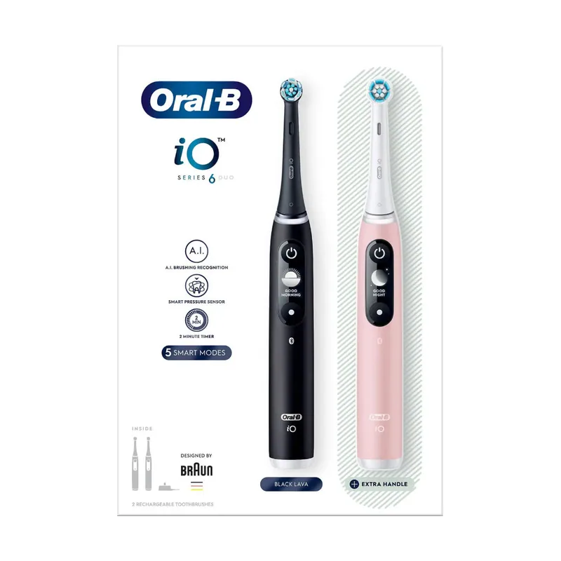 Braun Oral-B Electric toothbrush iO6 Series Duo Pack Black/Pink Sand Extra Handle 2