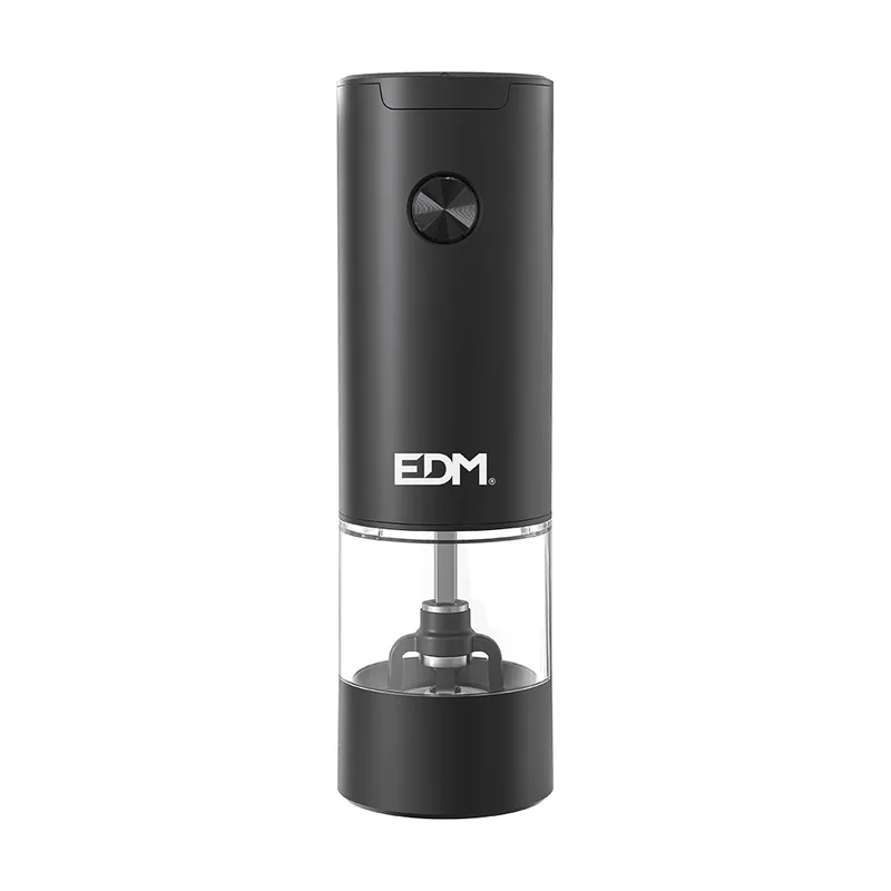EDM Molinillo Eléctrico 07772 Negro Transparente 70 ml Ø 5,5 x 17,6 cm