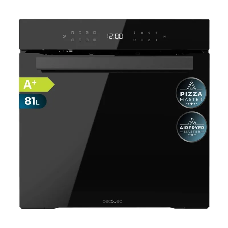 Cecotec Horno Integrable Pirolítico de 81L Bolero Hexa P506000 Glass Black A+. 11 Funciones con Airfryer Master