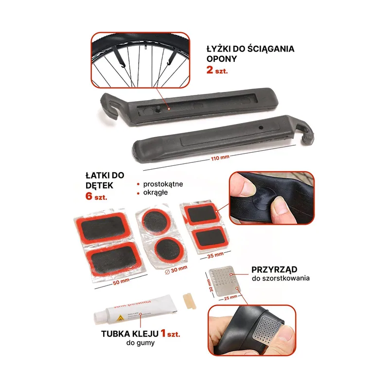 Wmc tools Kit de reparación de bicicleta con parches y llave 25 en 1