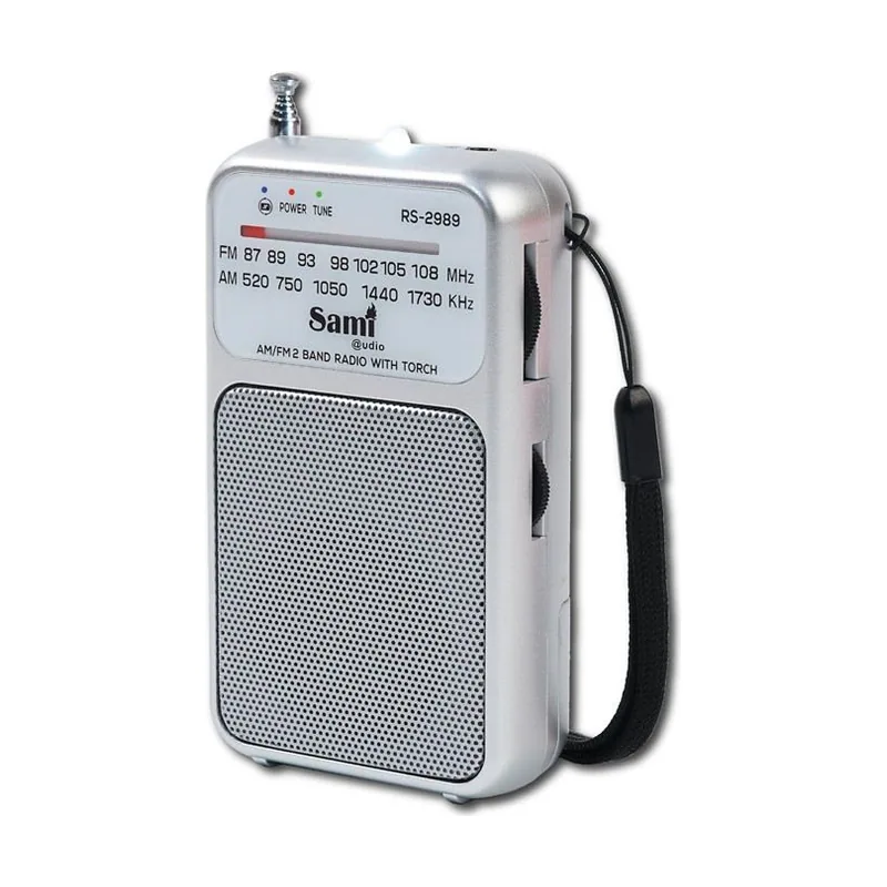 Radio 2 bandas bolsillo plata c/linterna+bate