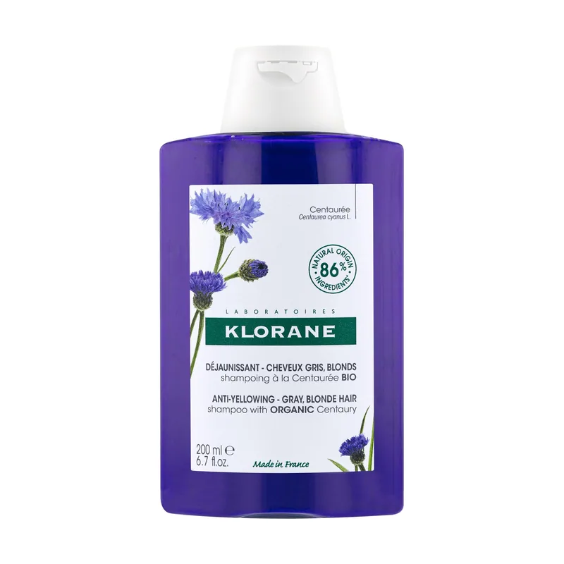 Klorane A LA CENTAUREA BIO champú antiamarilleo cabello gris y rubio 200 ml