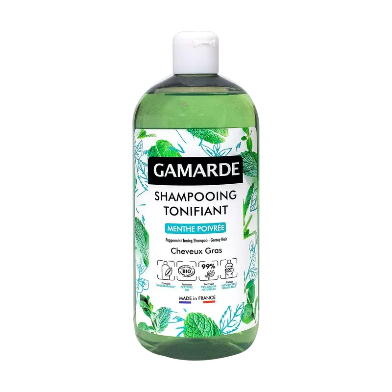 Gamarde Champú Tonificante Menta Pimienta Cabello Graso Orgánico 500 ml