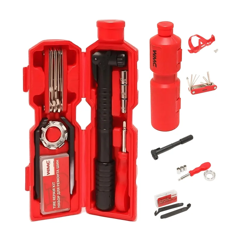 Wmc tools Juego de reparación de bicicletas de 27 piezas en forma de tubo con soporte