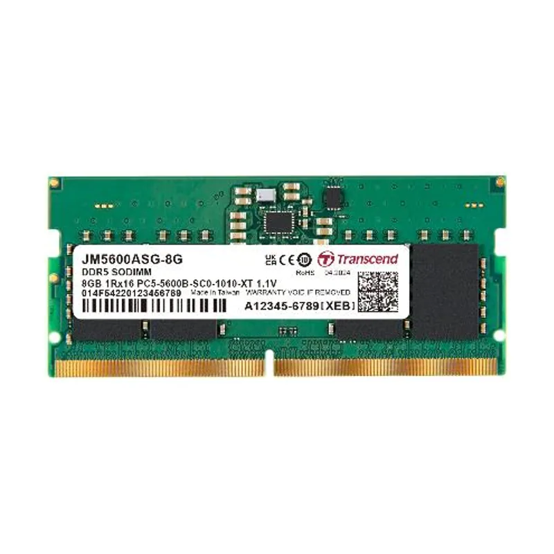 Transcend Módulo Portátil JetRam 8GB DDR5 a 5600 MHz SO-DIMM CL46