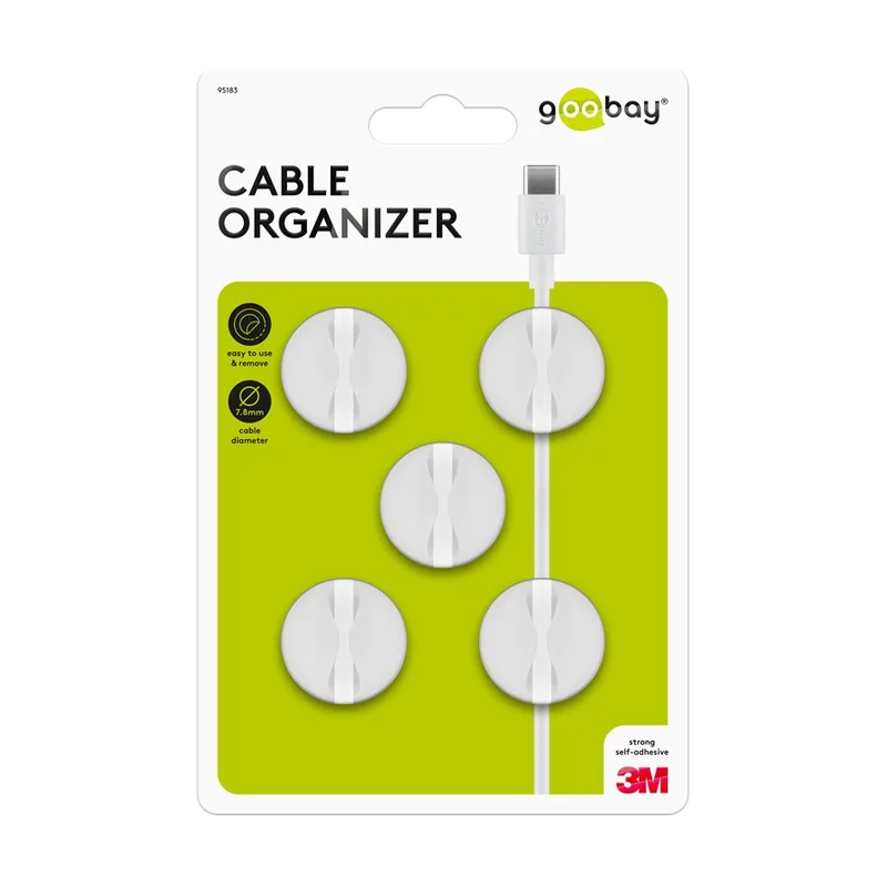95183 organizador de cables Universal Soporte para cables Blanco 5 pieza s