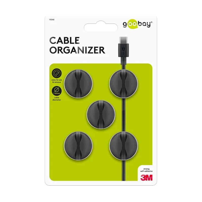 95040 organizador de cables Universal Soporte para cables Negro 5 pieza s