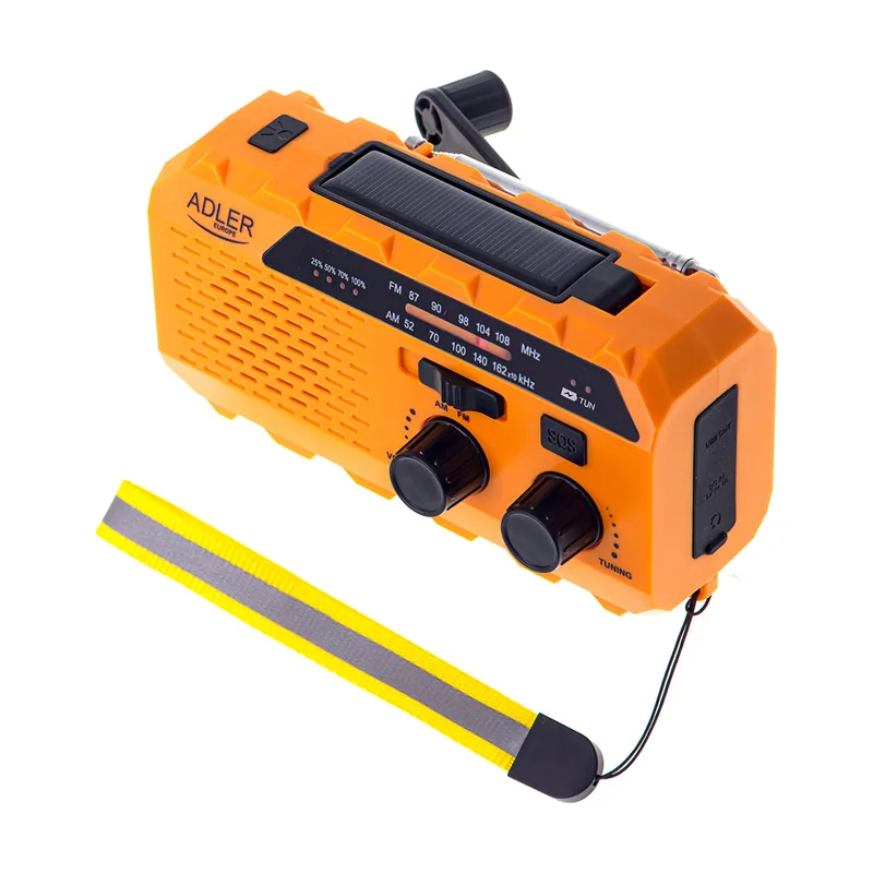 Adler AD1197 Radio Solar Recargable de Emergencia con Dinamo FM Am