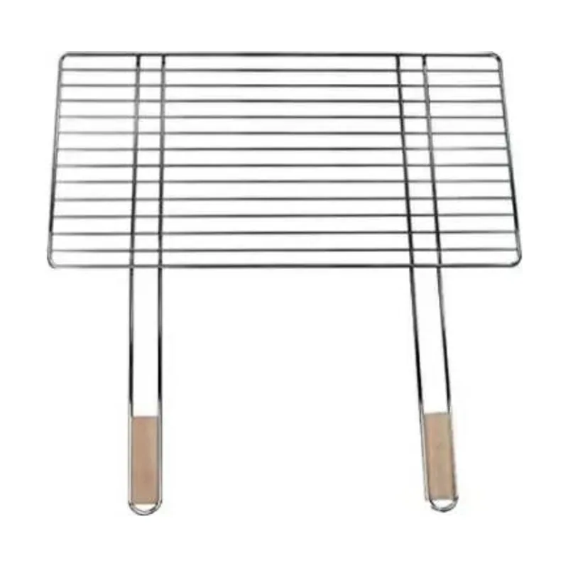 4U-Onlinehandel Parrilla 68 x 40 cm Con 2 asas de madera acero cromado parrilla para óxido