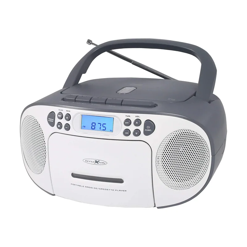 Reflexion Reproductor de CD con Cassette y Radio para alimentación y batería Radio PLL FM