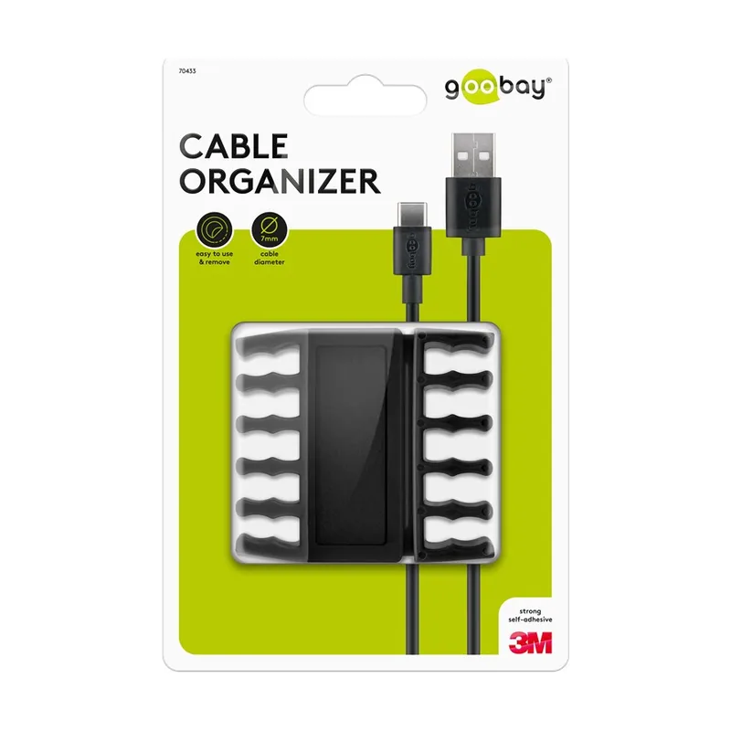 GooBay 70433 organizador de cables Escritorio Soporte para cables Negro 2 pieza s