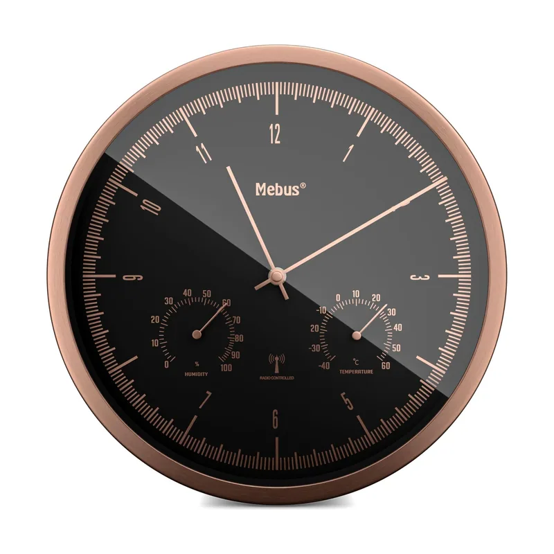 Mebus Pequeño Reloj de Pared inalámbrico TinyTime con termómetro e higrómetro