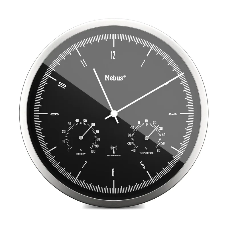Mebus Reloj de Pared inalámbrico TinyTime con termómetro e higrómetro