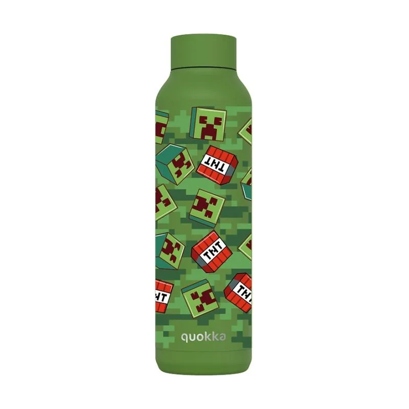 Quokka botella termo acero inoxidable solid olive green 630 ml minecraft camouflage