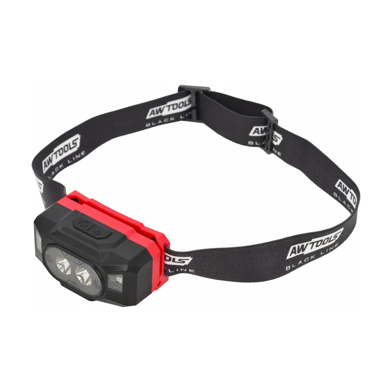 Awtools latarka czołowa led usb power bank black line
